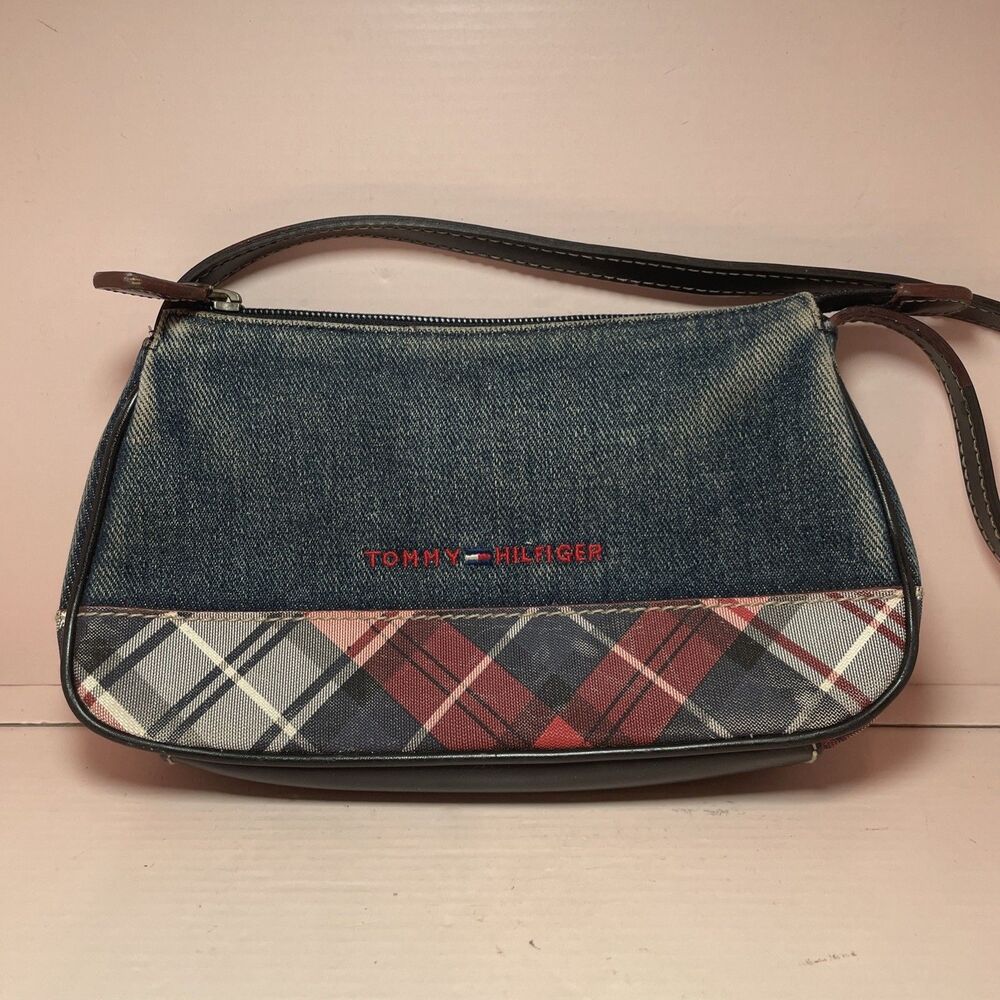 Vintage Tommy Hilfiger Handbag Denim Blue Mini Shoulder Bag Purse Y2K Logo